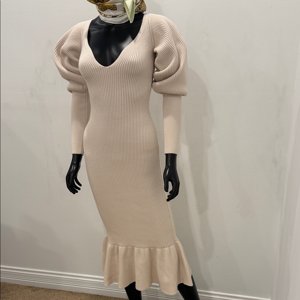 NEW Khaite Carolyn Bessette Style Sculptural Wool Knit Dress XS Bergdorf Goodman - Picture 8 of 16